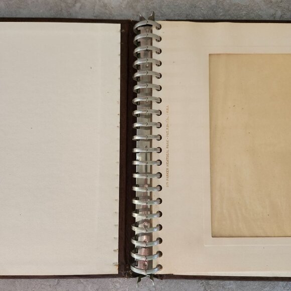 Vintage 60s 70s Photo Album Wood Grain Design Brass Gold Inlay Spiral Binding - Picture 6 of 8